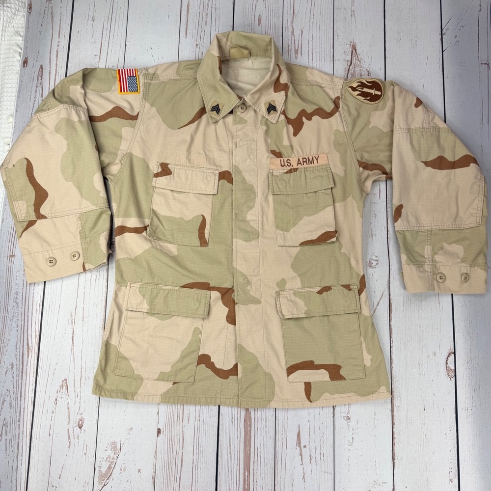 US Army Desert Camo Combat Jacket Medium Regular 3 Color Ripstop BDU Coat
